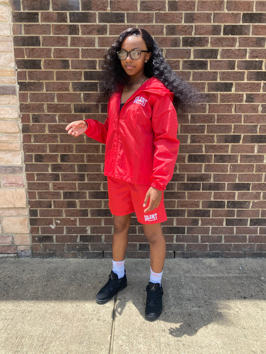 SS25 RED WINDBREAKER SHORTS