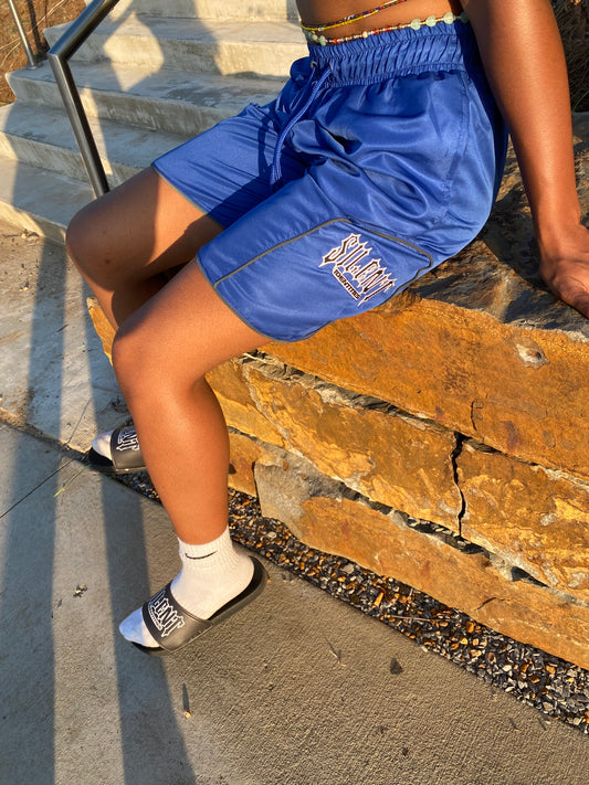 SS25 BLUE NYLON SHORTS