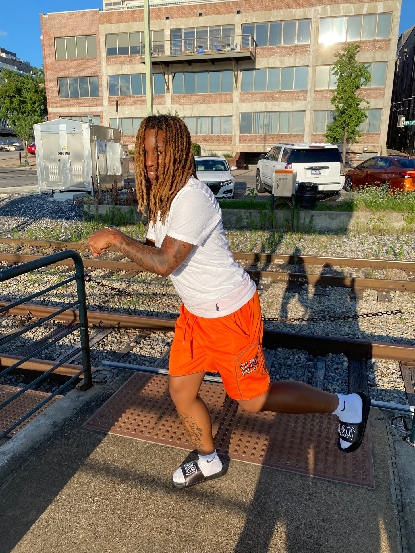 SS25 ORANGE NYLON SHORTS
