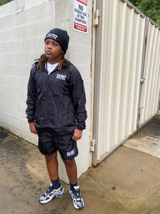 SS25 BLACK WINDBREAKER SHORTS