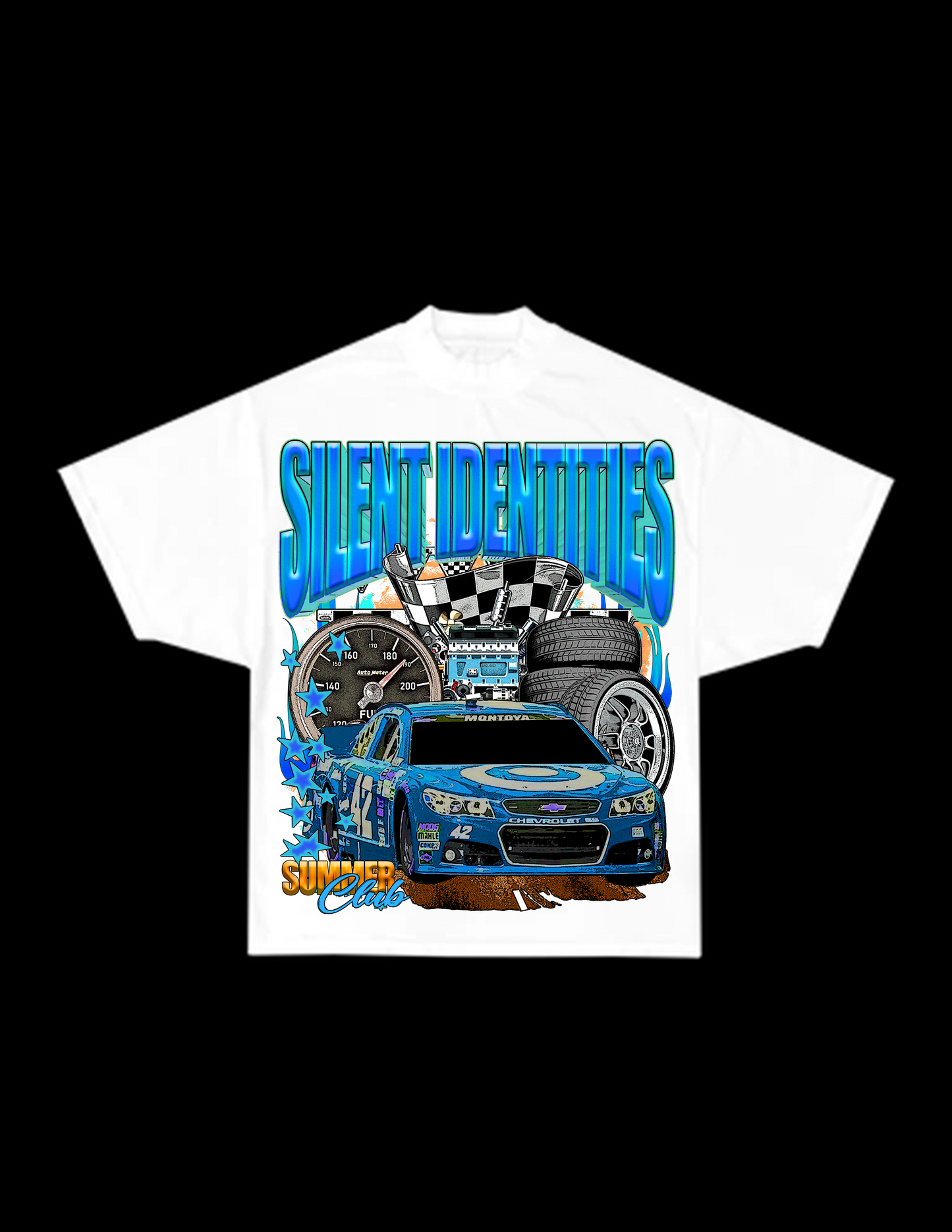 WHITE SLNT ID RACING TEE
