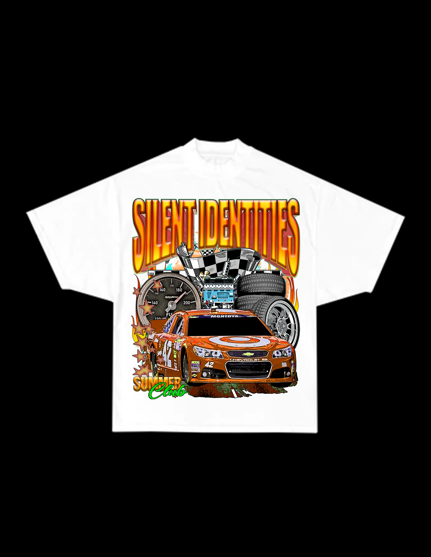 WHITE SLNT ID RACING TEE