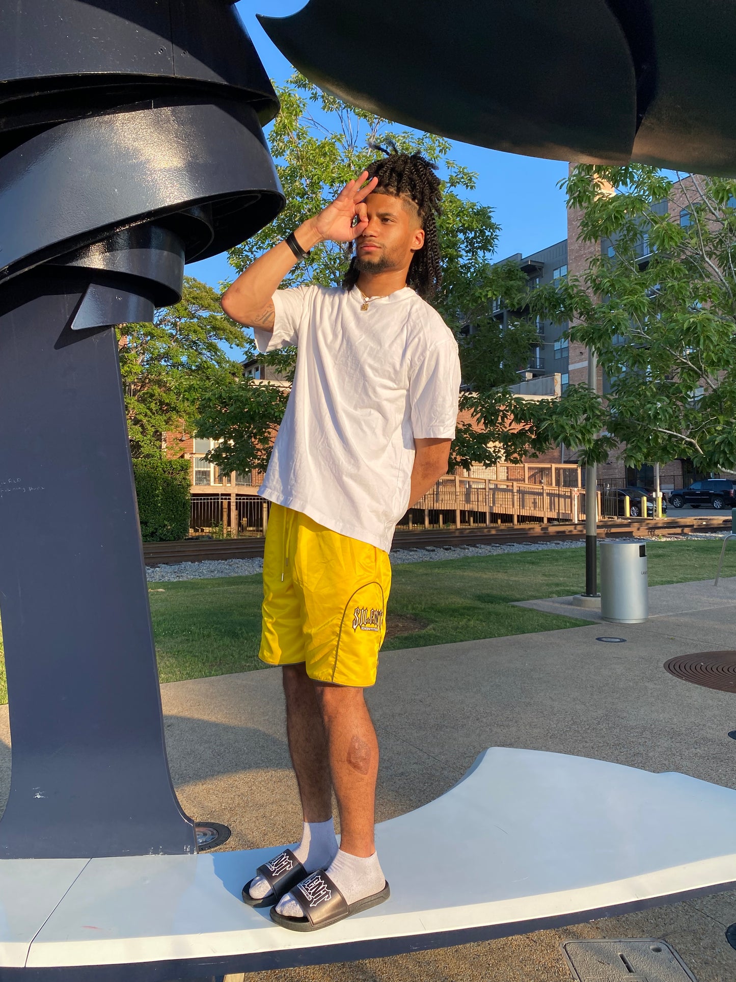 SS25 YELLOW NYLON SHORTS