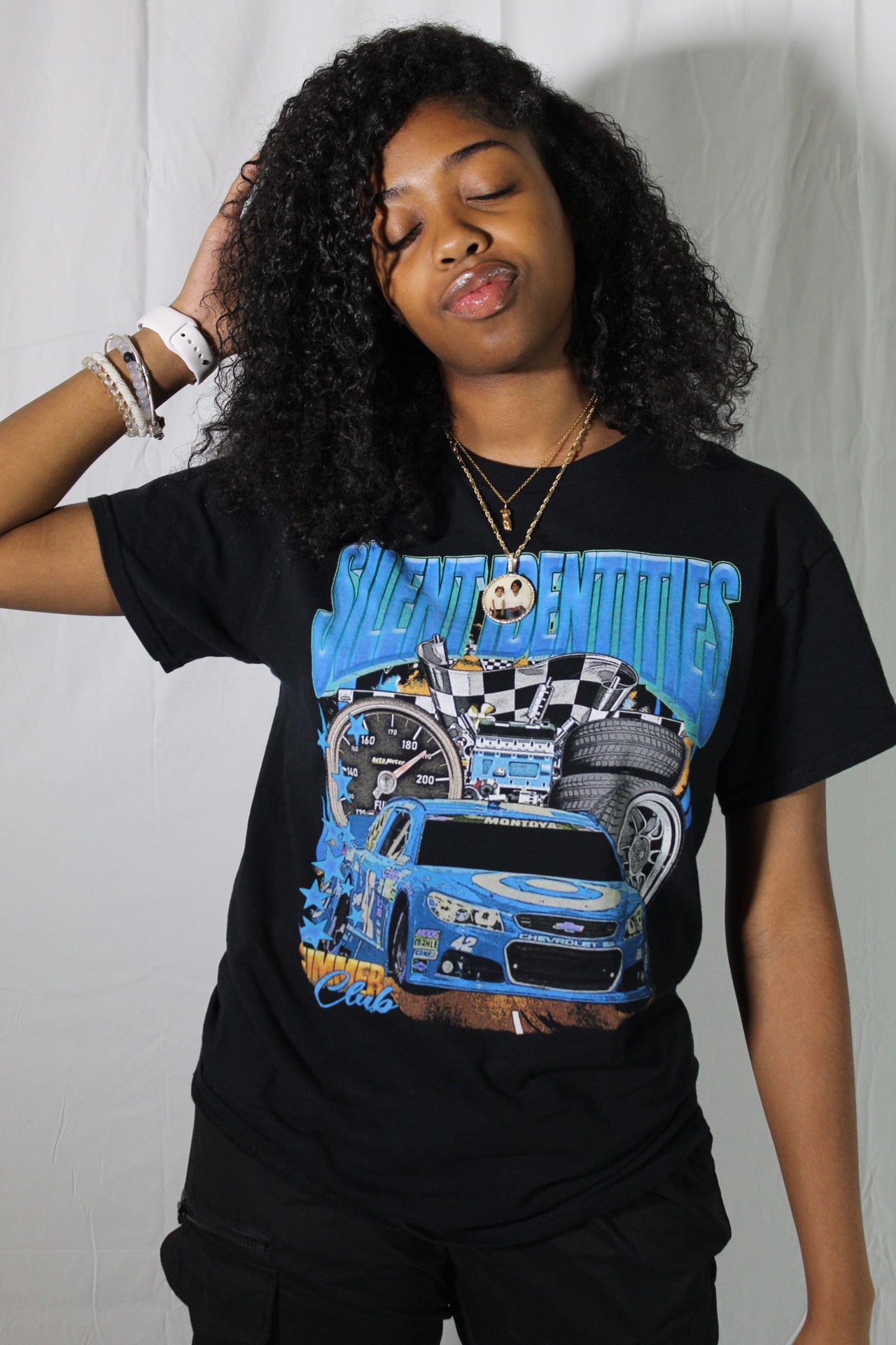 BLACK SLNT ID RACING TEE