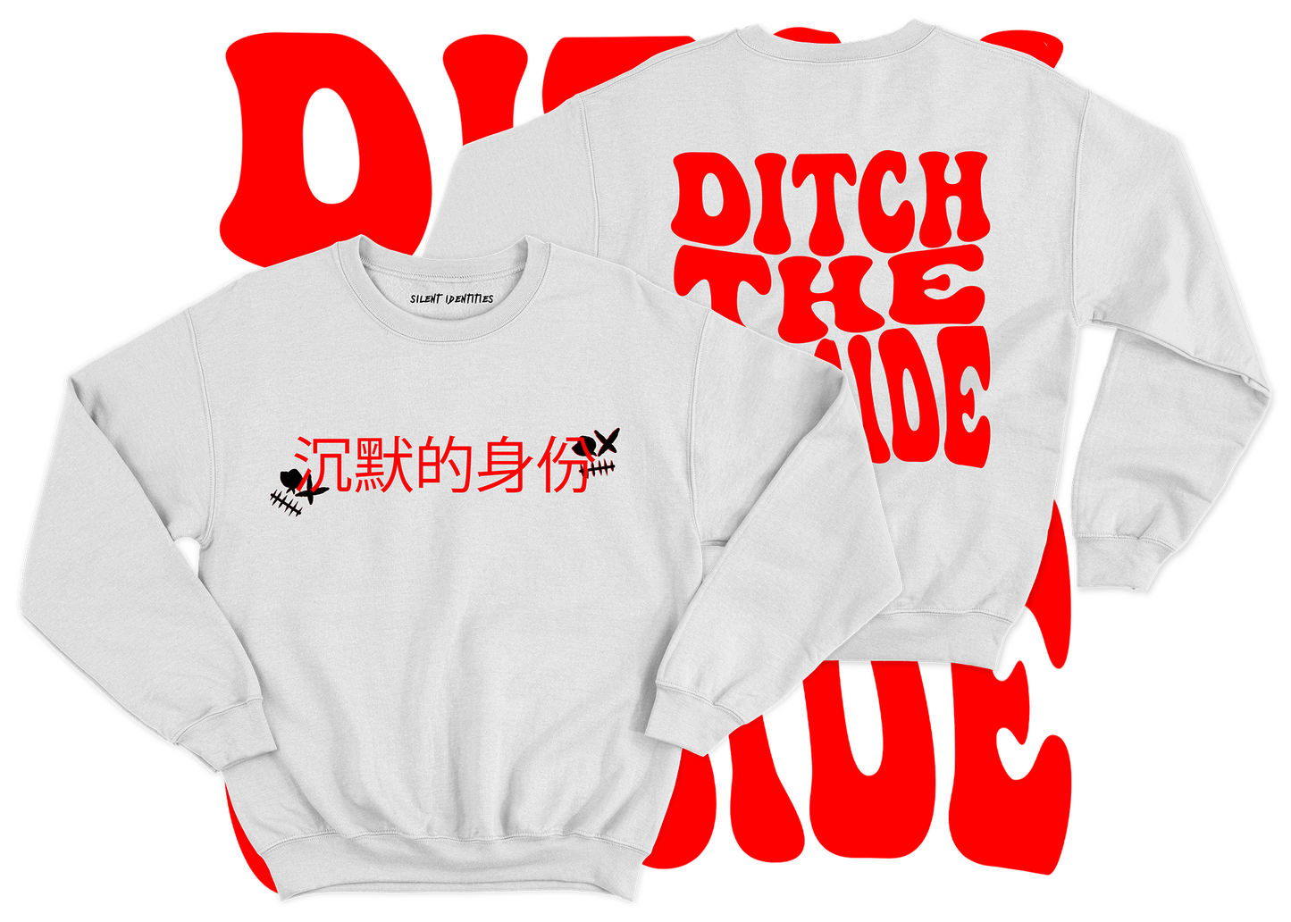 WHITE "DITCH THE OUTSIDE" SWEATSHIRT