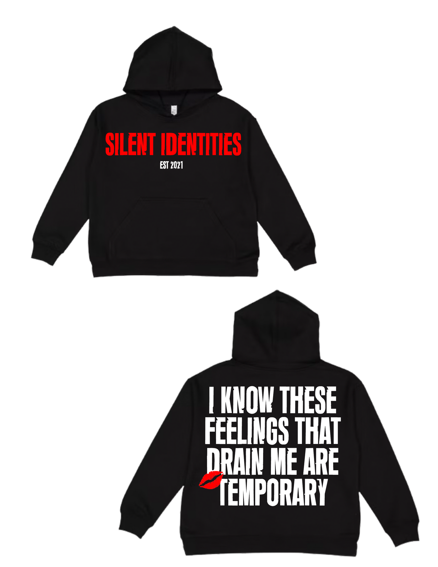 BLACK "TEMPORARY" HOODIE