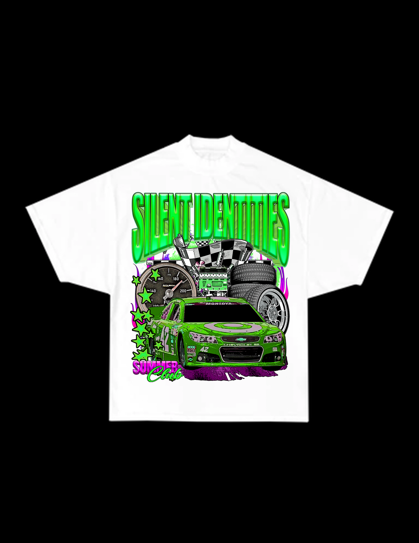 WHITE SLNT ID RACING TEE