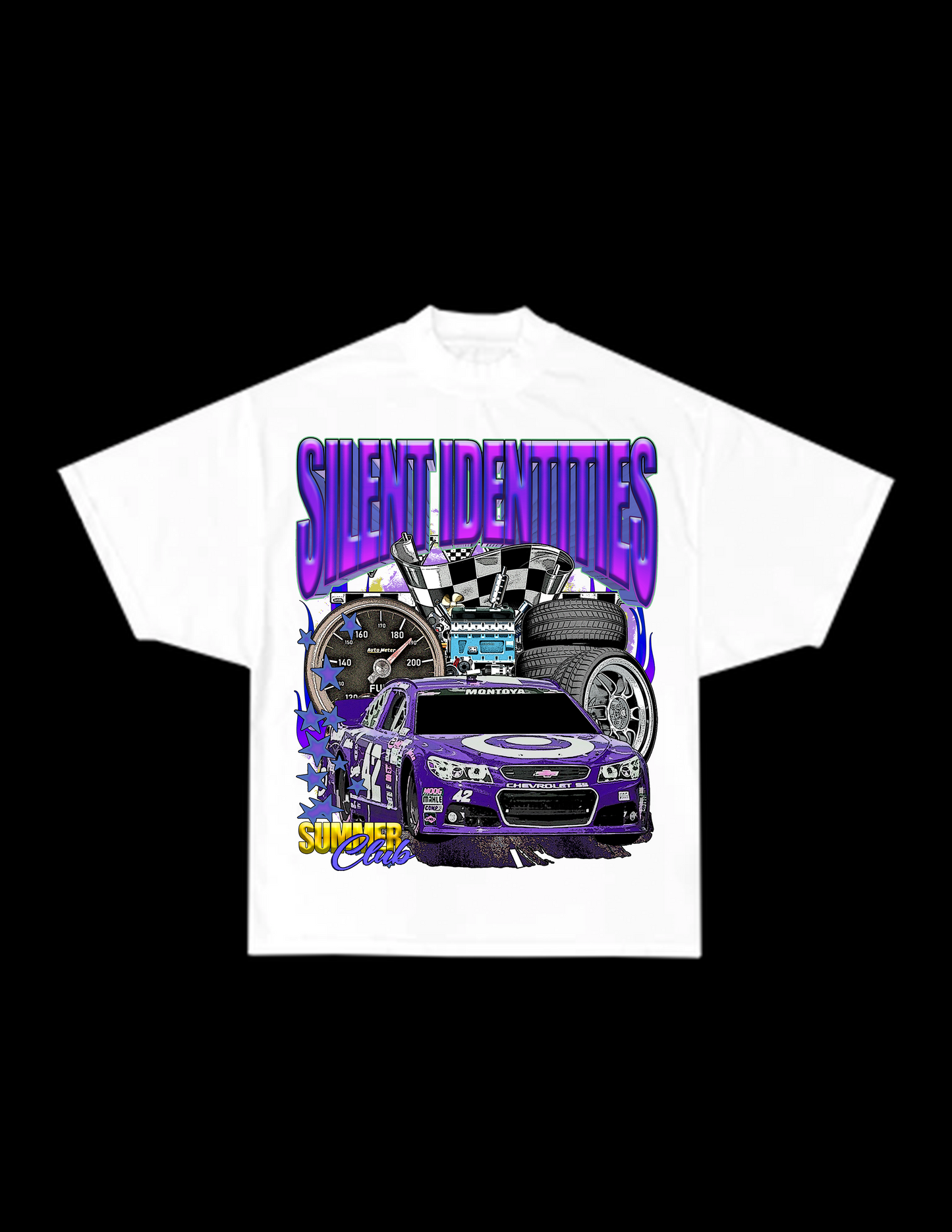 WHITE SLNT ID RACING TEE