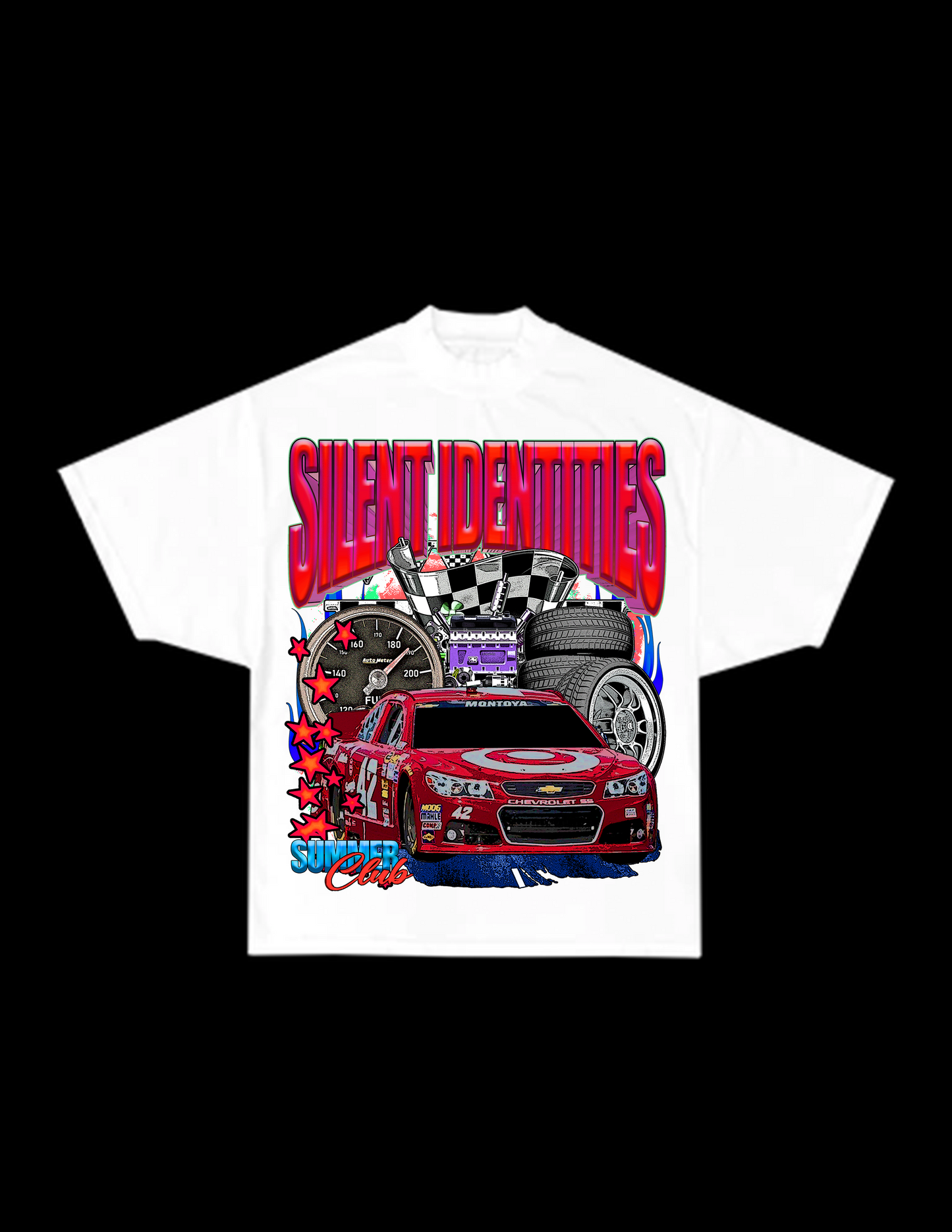 WHITE SLNT ID RACING TEE